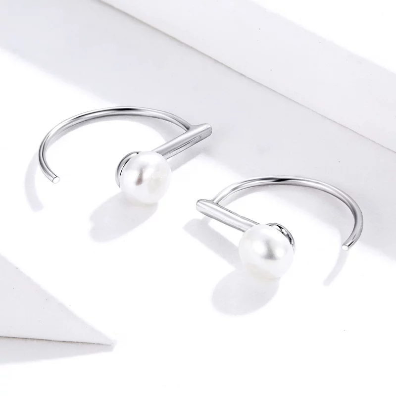 (image pour) Pendants d'Oreilles Style PANDORA perle - SCE604-A - Afficher 2