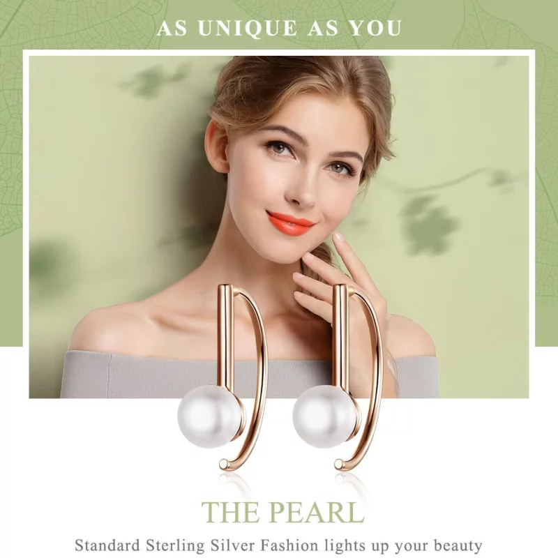 (image pour) Pendants d'Oreilles Style PANDORA perle - SCE604 - Afficher 2
