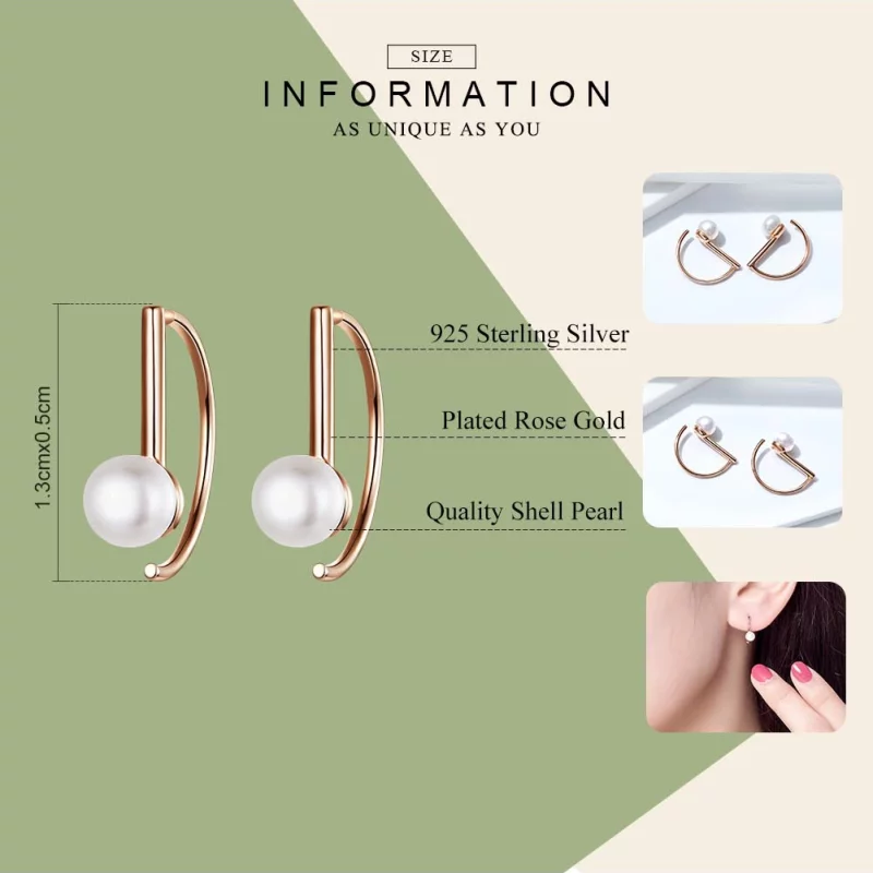(image pour) Pendants d'Oreilles Style PANDORA perle - SCE604 - Afficher 3