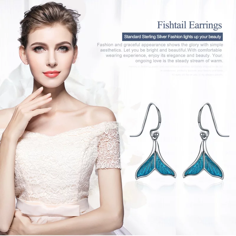 (image pour) Pendants d'Oreilles Style PANDORA Queue de poisson - SCE065 - Afficher 2