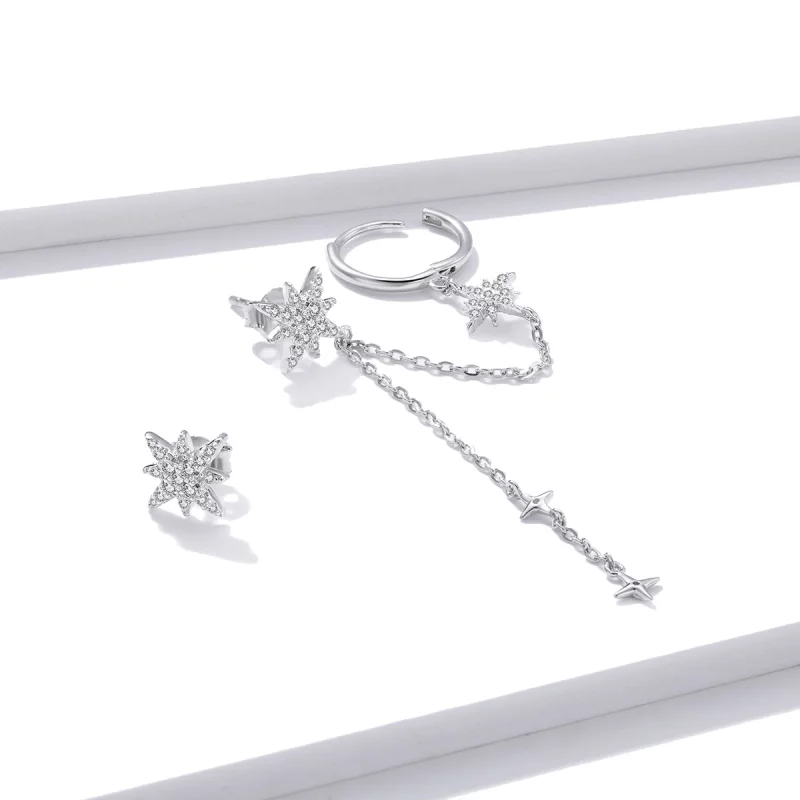 (image pour) Pendants d'Oreilles Style PANDORA Étoiles brillantes - BSE433 - Afficher 4
