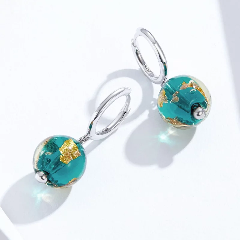 (image pour) Pendants d'Oreilles Style PANDORA Verre de rêve - SCE817 - Afficher 3