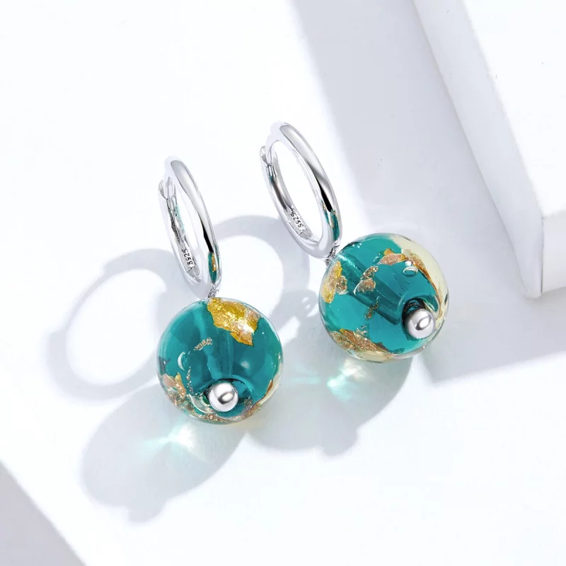 (image pour) Pendants d'Oreilles Style PANDORA Verre de rêve - SCE817 - Afficher 4