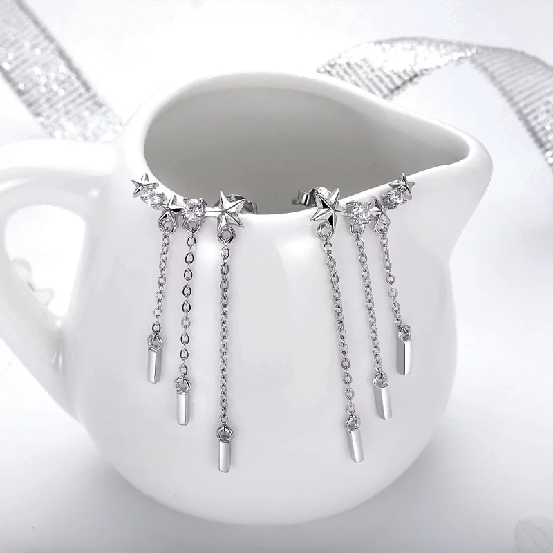 (image pour) Boucles d'oreilles pendantes de style Pandora avec amour météore - SCE399 - Afficher 2