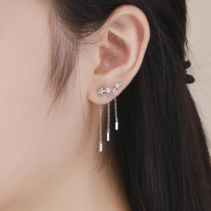 (image pour) Boucles d'oreilles pendantes de style Pandora avec amour météore - SCE399 - Afficher 5