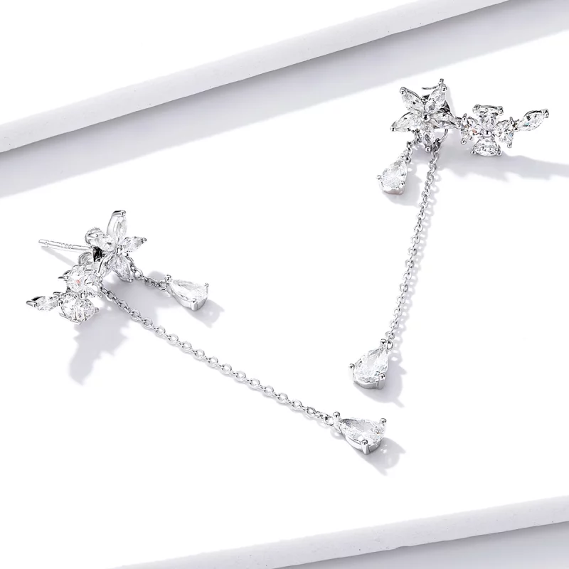 (image pour) Boucles d'oreilles pendantes en forme de fleur style Pandora - BSE288 - Afficher 5