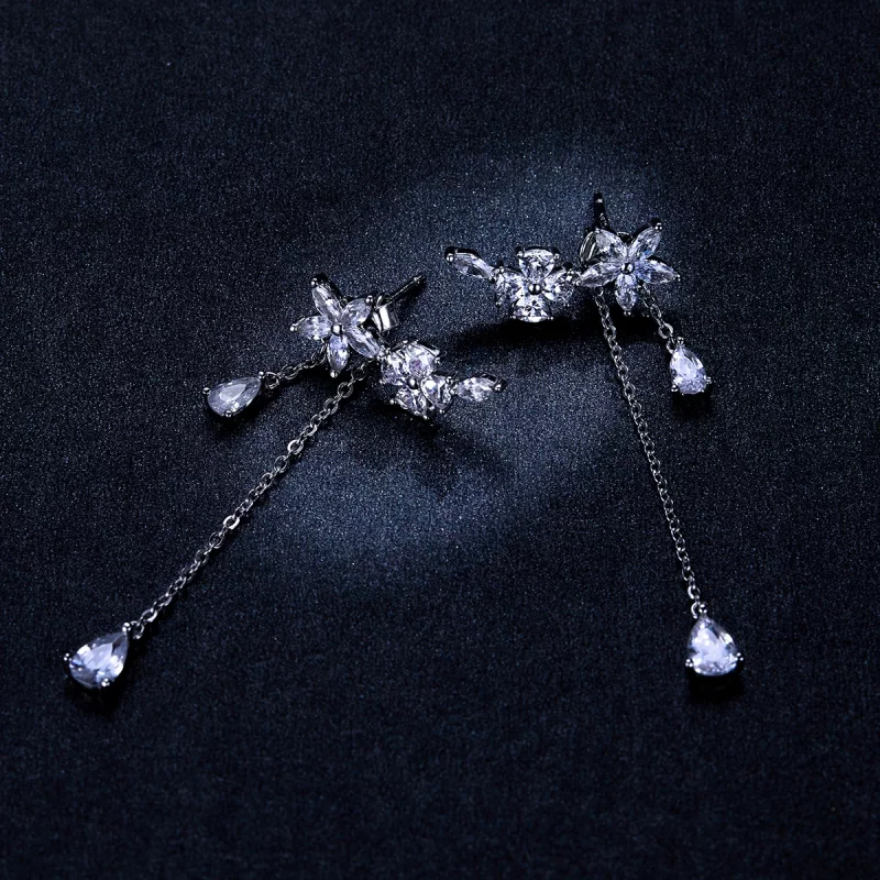 (image pour) Boucles d'oreilles pendantes en forme de fleur style Pandora - BSE288 - Afficher 6