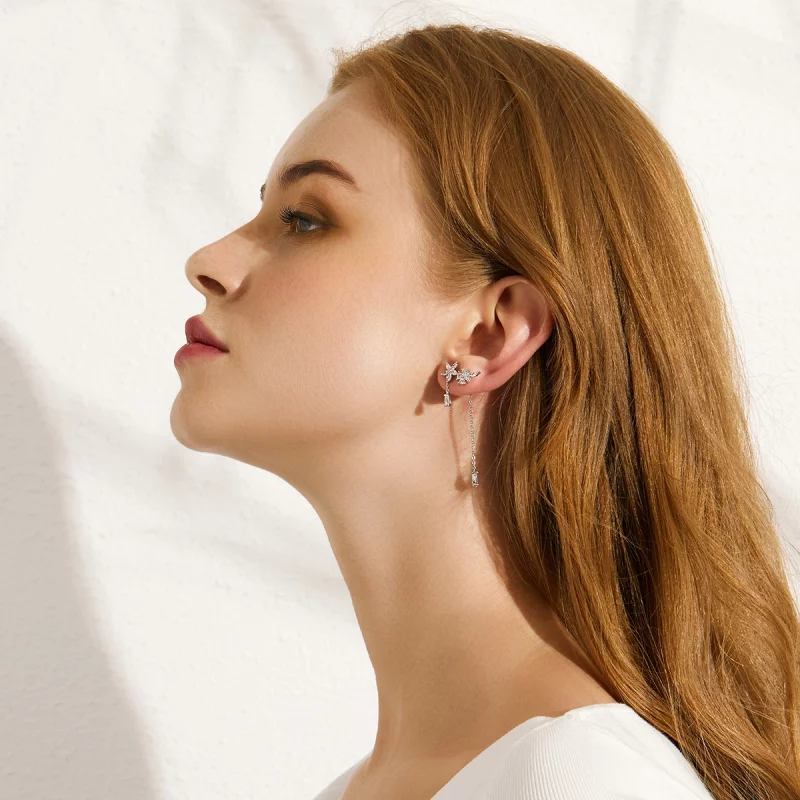 (image pour) Boucles d'oreilles pendantes en forme de fleur style Pandora - BSE288 - Afficher 11