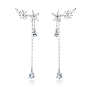(image pour) Boucles d'oreilles pendantes en forme de fleur style Pandora - BSE288
