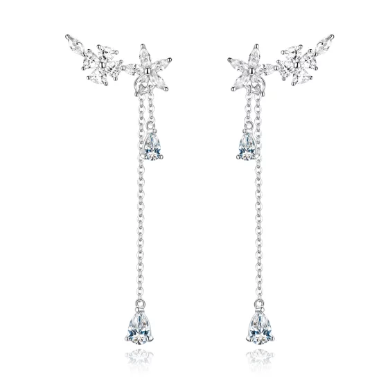 (image pour) Boucles d'oreilles pendantes en forme de fleur style Pandora - BSE288