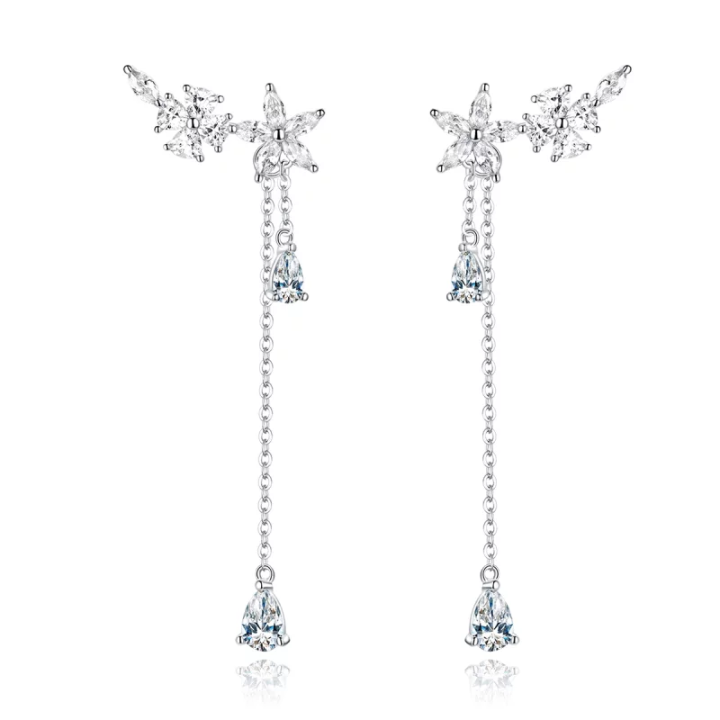 (image pour) Boucles d'oreilles pendantes en forme de fleur style Pandora - BSE288