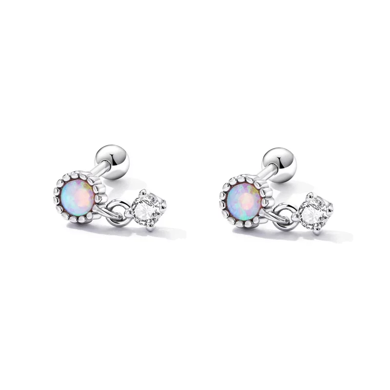 (image pour) Boucles d'oreilles pendantes en opale de style Pandora - SCE1382 - Afficher 2
