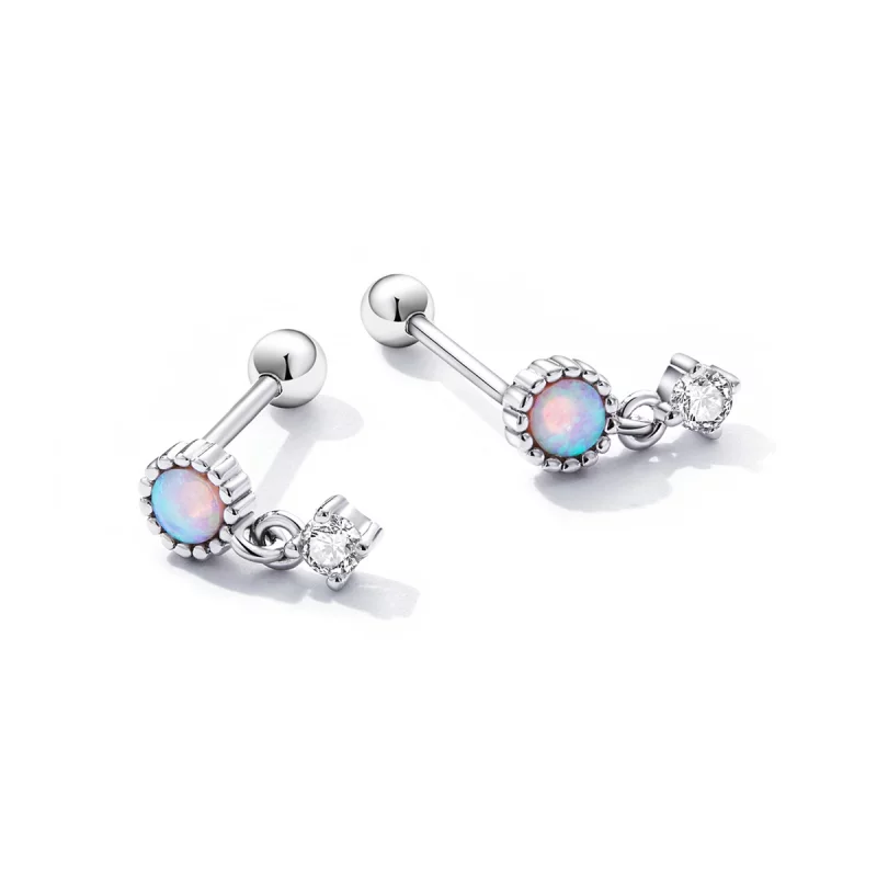 (image pour) Boucles d'oreilles pendantes en opale de style Pandora - SCE1382 - Afficher 3