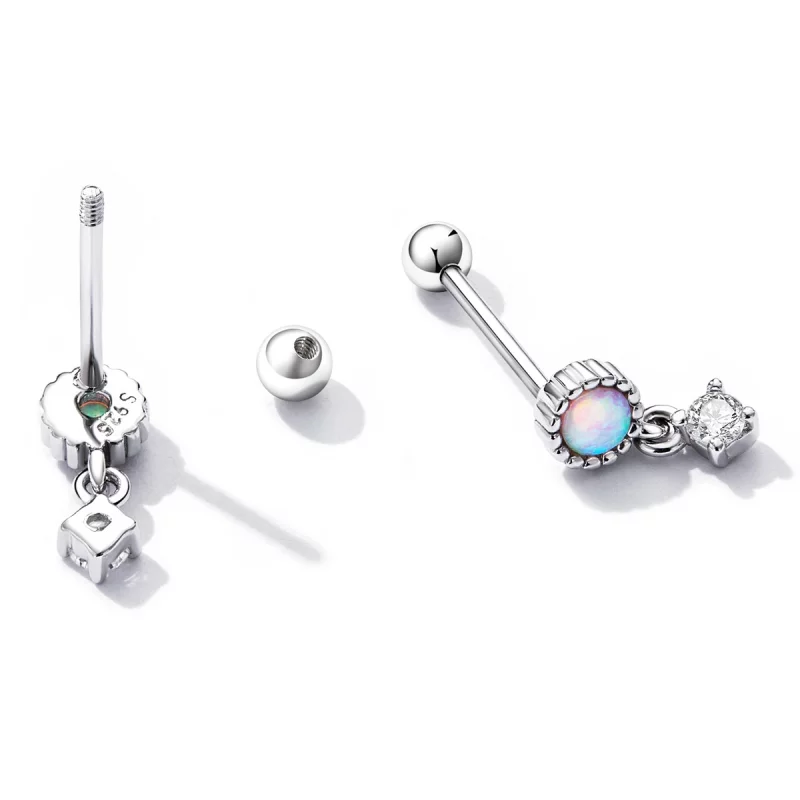 (image pour) Boucles d'oreilles pendantes en opale de style Pandora - SCE1382 - Afficher 4