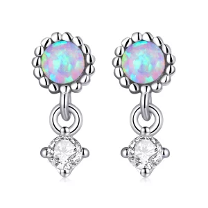 (image pour) Boucles d'oreilles pendantes en opale de style Pandora - SCE1382