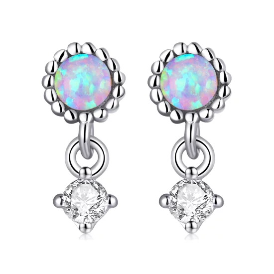 (image pour) Boucles d'oreilles pendantes en opale de style Pandora - SCE1382