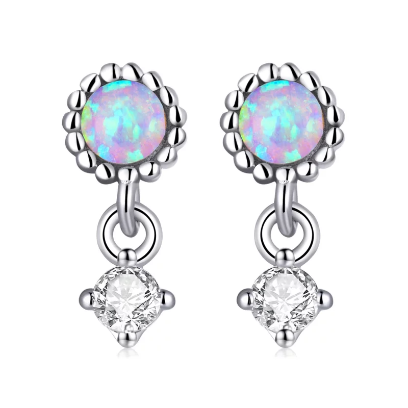 (image pour) Boucles d'oreilles pendantes en opale de style Pandora - SCE1382