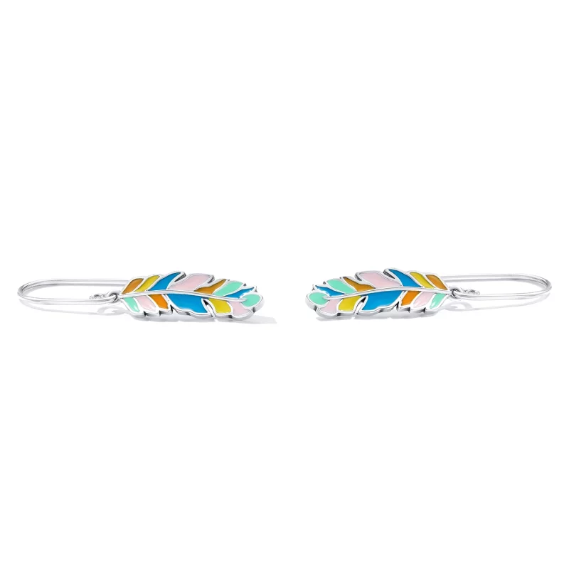 (image pour) Boucles d'oreilles pendantes en plumes colorées de style Pandora - SCE1398 - Afficher 2