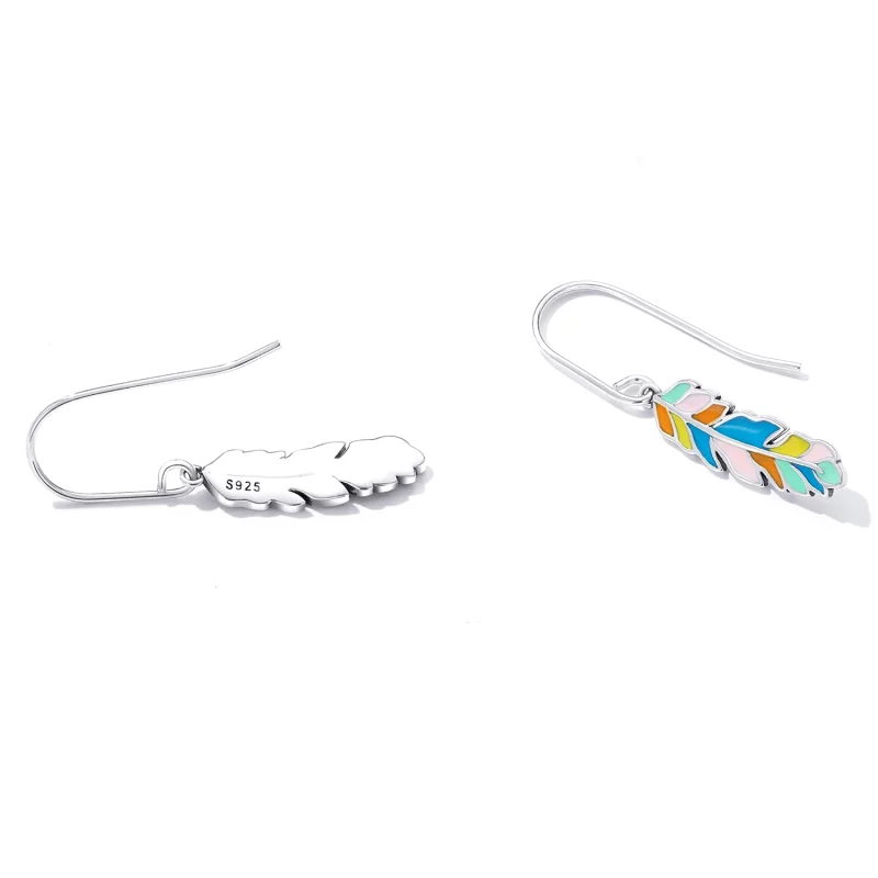 (image pour) Boucles d'oreilles pendantes en plumes colorées de style Pandora - SCE1398 - Afficher 3