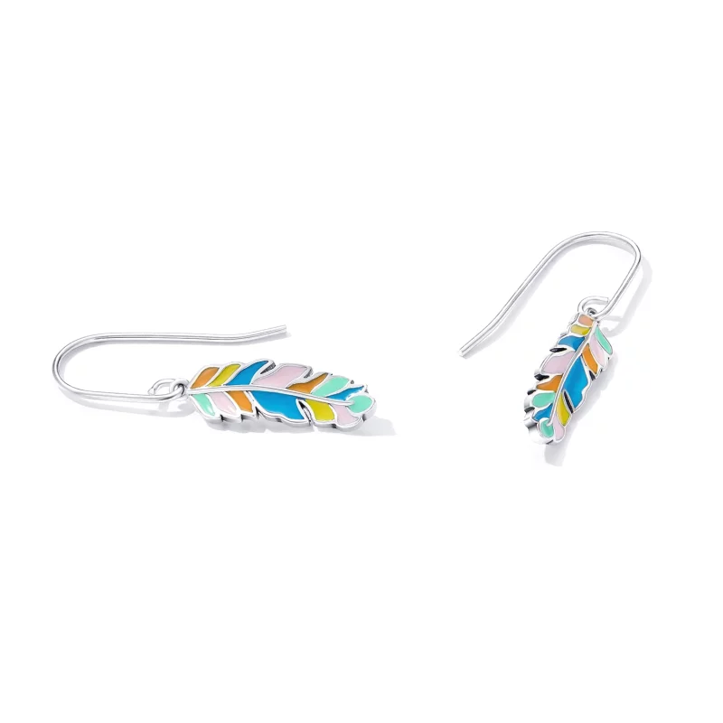 (image pour) Boucles d'oreilles pendantes en plumes colorées de style Pandora - SCE1398 - Afficher 4