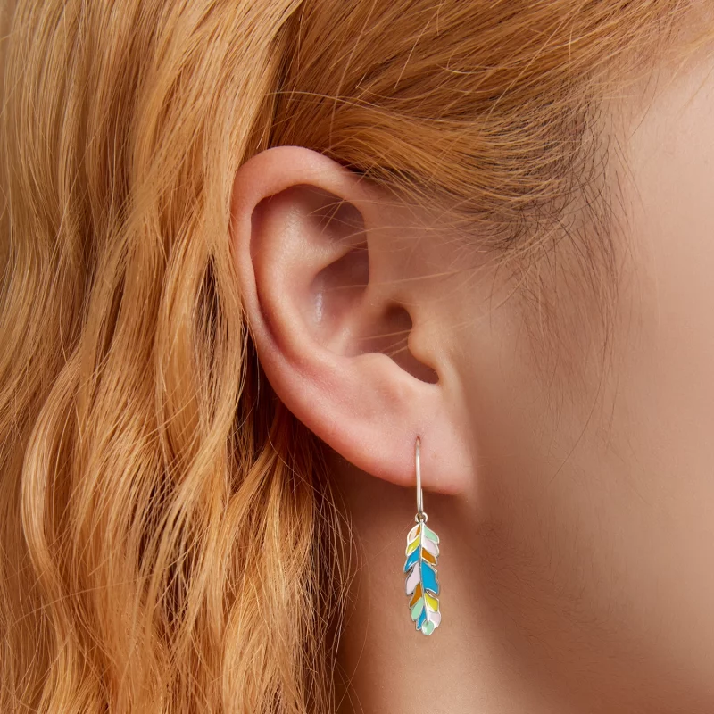 (image pour) Boucles d'oreilles pendantes en plumes colorées de style Pandora - SCE1398 - Afficher 7