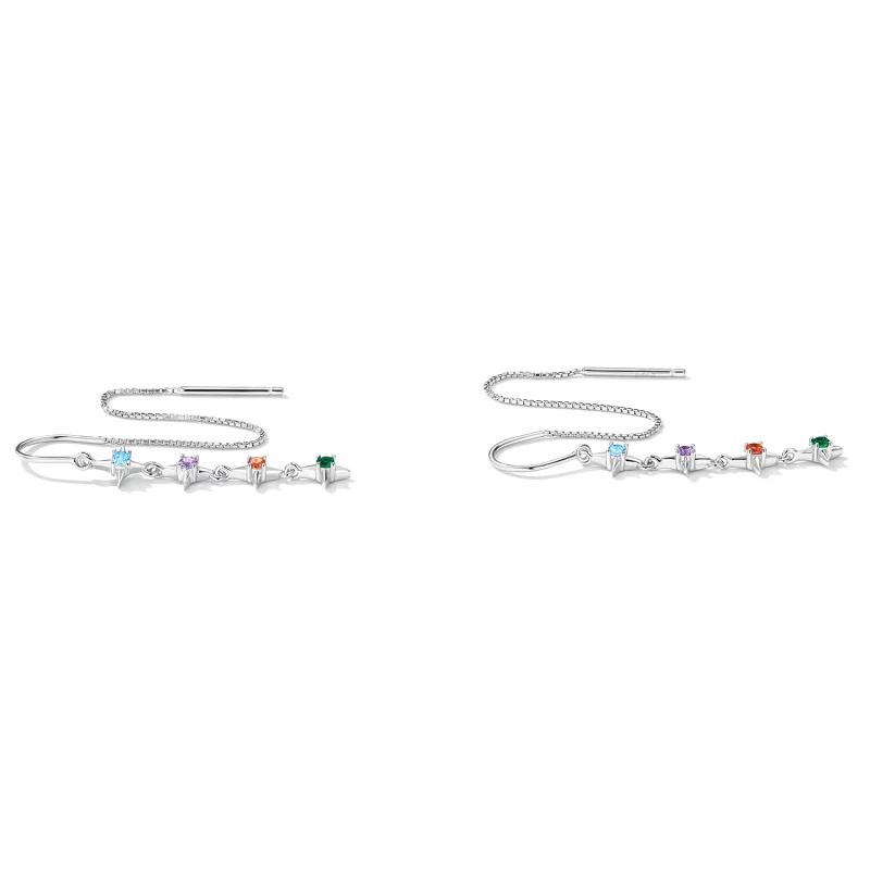 (image pour) Boucles d'oreilles pendantes en zirconium étoilé de style Pandora - SCE1420 - Afficher 2