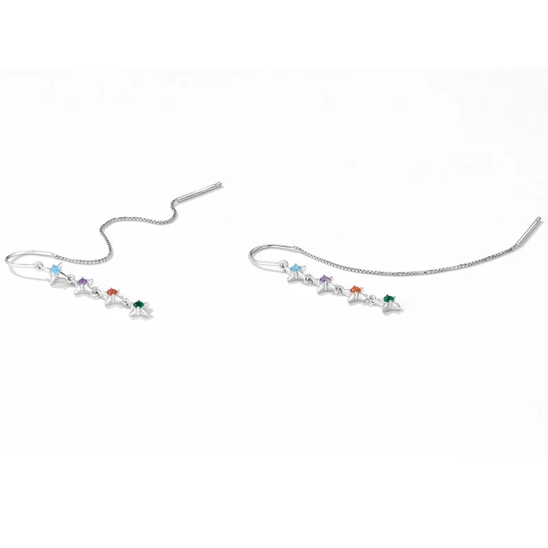 (image pour) Boucles d'oreilles pendantes en zirconium étoilé de style Pandora - SCE1420 - Afficher 3