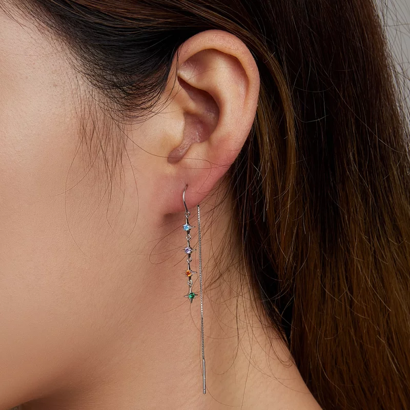 (image pour) Boucles d'oreilles pendantes en zirconium étoilé de style Pandora - SCE1420 - Afficher 7