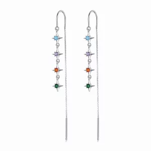 (image pour) Boucles d'oreilles pendantes en zirconium étoilé de style Pandora - SCE1420