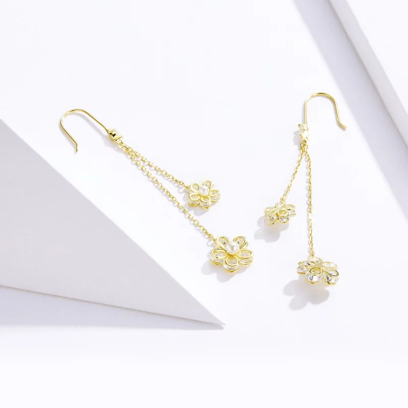 (image pour) Boucles d'oreilles pendantes lumineuses de style Pandora avec fleur - BSE197 - Afficher 4