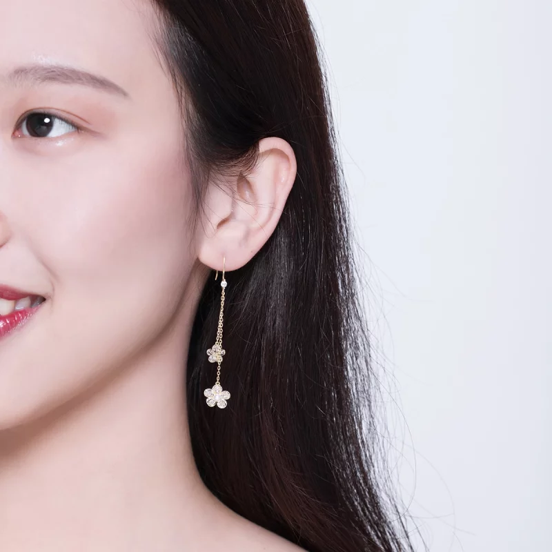 (image pour) Boucles d'oreilles pendantes lumineuses de style Pandora avec fleur - BSE197 - Afficher 5