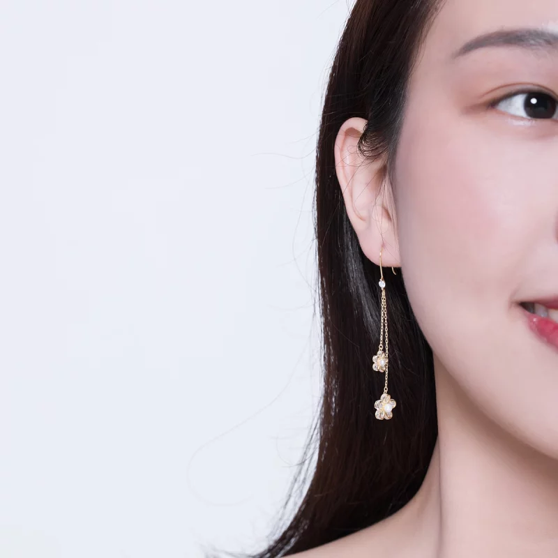 (image pour) Boucles d'oreilles pendantes lumineuses de style Pandora avec fleur - BSE197 - Afficher 6