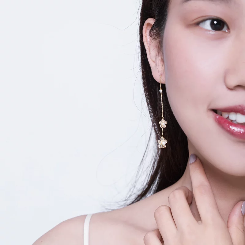 (image pour) Boucles d'oreilles pendantes lumineuses de style Pandora avec fleur - BSE197 - Afficher 7