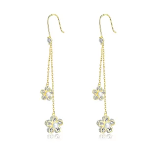(image pour) Boucles d'oreilles pendantes lumineuses de style Pandora avec fleur - BSE197