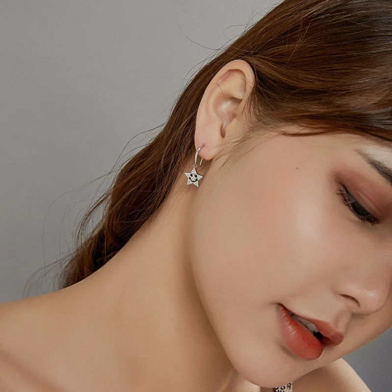 (image pour) Boucles d'oreilles pendantes Pandora Style Smile Star - SCE946 - Afficher 5