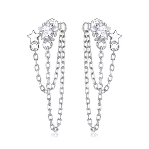 (image pour) Boucles d'oreilles pendantes à pompon étoile de style Pandora - BSE709