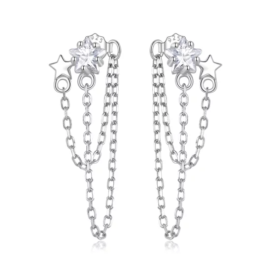 (image pour) Boucles d'oreilles pendantes à pompon étoile de style Pandora - BSE709