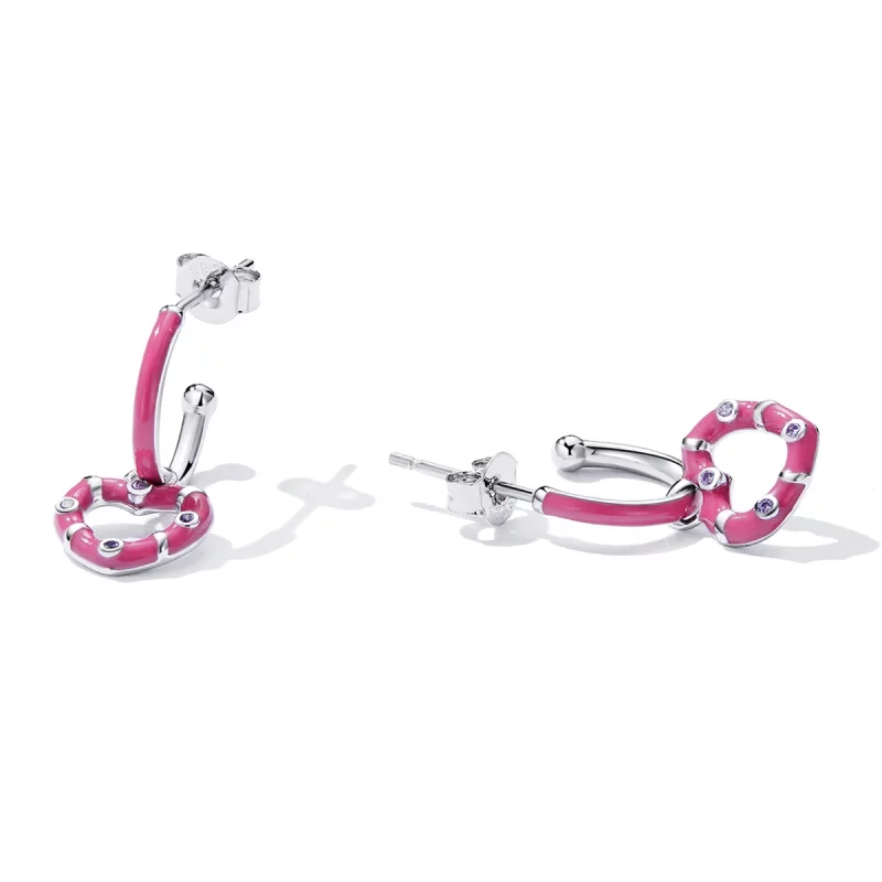 (image pour) Boucles d'oreilles pendantes simples style Pandora - Amour - BSE596 - Afficher 2