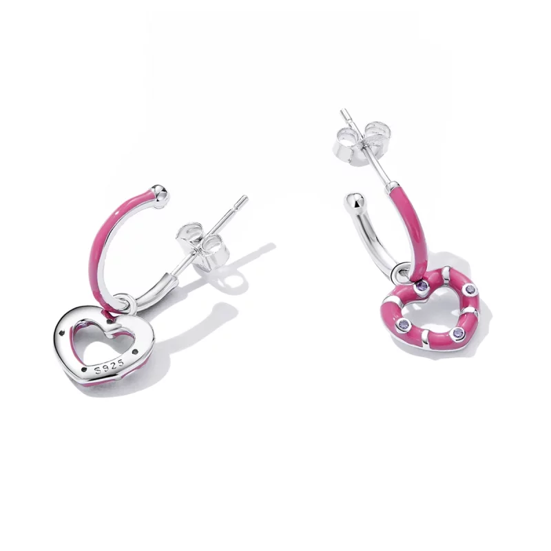 (image pour) Boucles d'oreilles pendantes simples style Pandora - Amour - BSE596 - Afficher 3