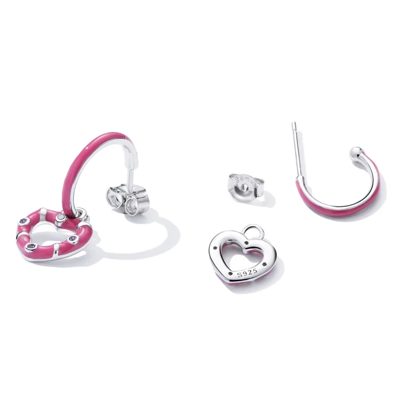 (image pour) Boucles d'oreilles pendantes simples style Pandora - Amour - BSE596 - Afficher 4