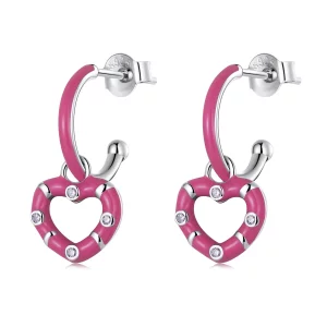 (image pour) Boucles d'oreilles pendantes simples style Pandora - Amour - BSE596