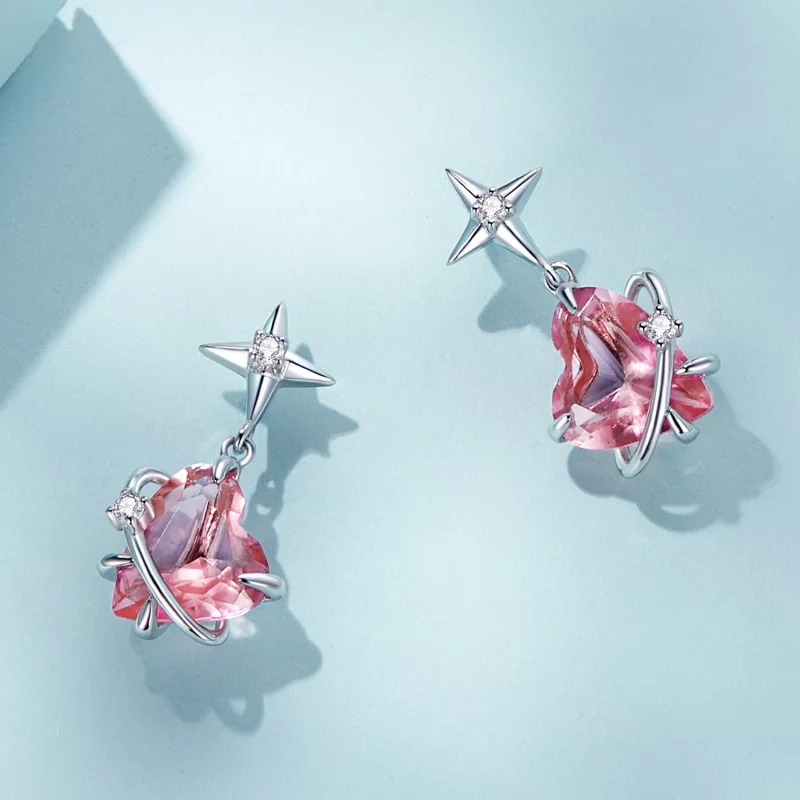 (image pour) Boucles d'oreilles pendantes style Pandora avec planète pour fille - SCE1502 - Afficher 3