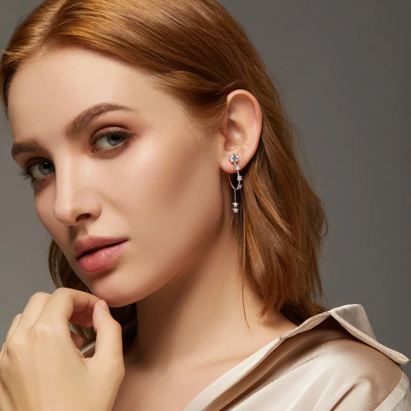 (image pour) Boucles d'oreilles pendantes vives de style Pandora - BSE310 - Afficher 6