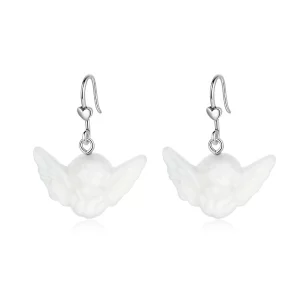 (image pour) Boucles d'oreilles suspendues de style Pandora avec un petit ange - SCE944