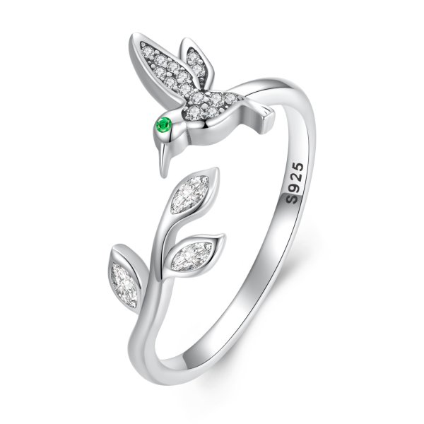 Bague ouverte style Pandora avec colibri - SCR871