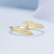 Anneau ouvert style Pandora avec des feuilles - BSR485-E