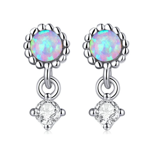 Boucles d'oreilles pendantes en opale de style Pandora - SCE1382