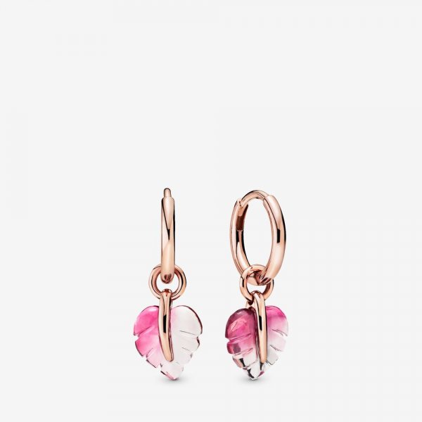 Créoles PANDORA Feuille Verre de Murano Rose 288317PMU