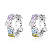 Boucles d'oreilles créoles style Pandora avec griffes colorées - BSE580