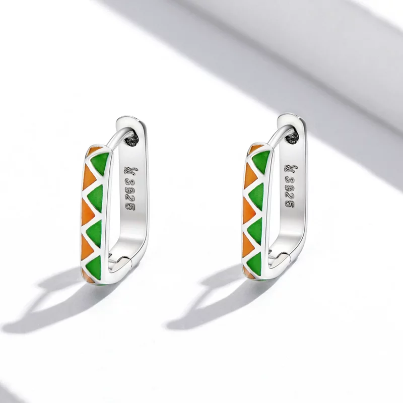 (image pour) Boucles d'oreilles à anneaux de style Pandora avec contraste de couleurs simples - Afficher 2
